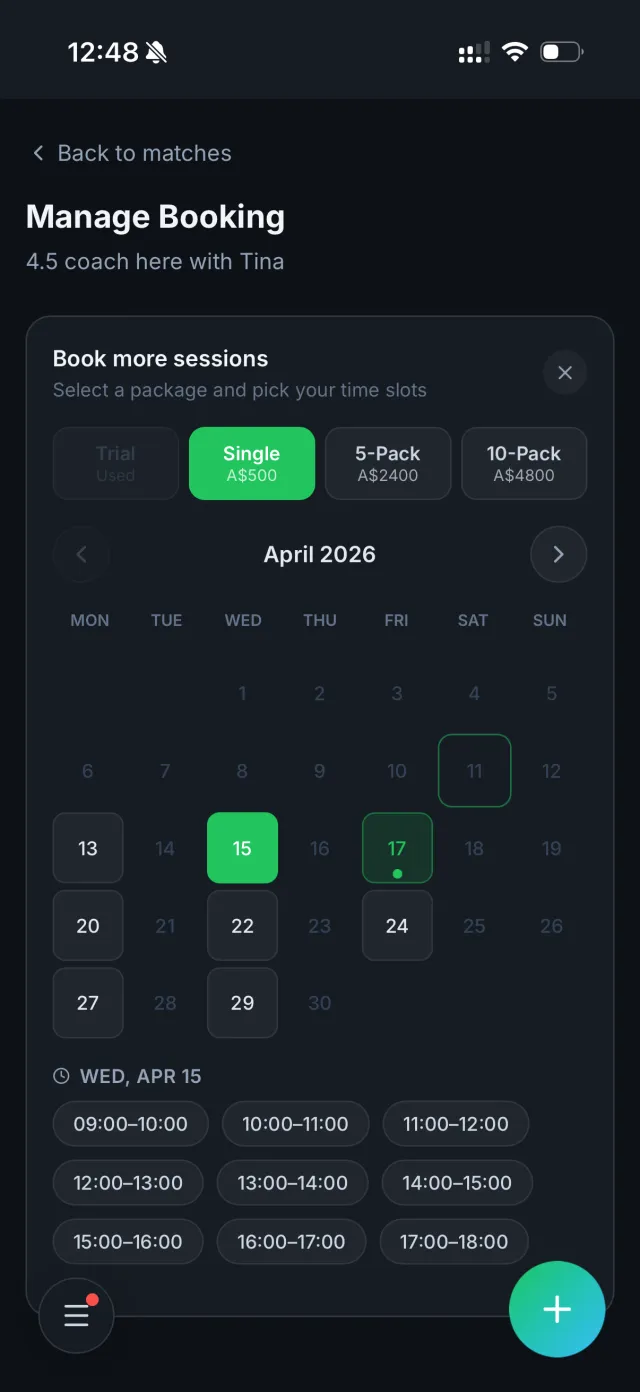 Managing a booking in PartnerUp