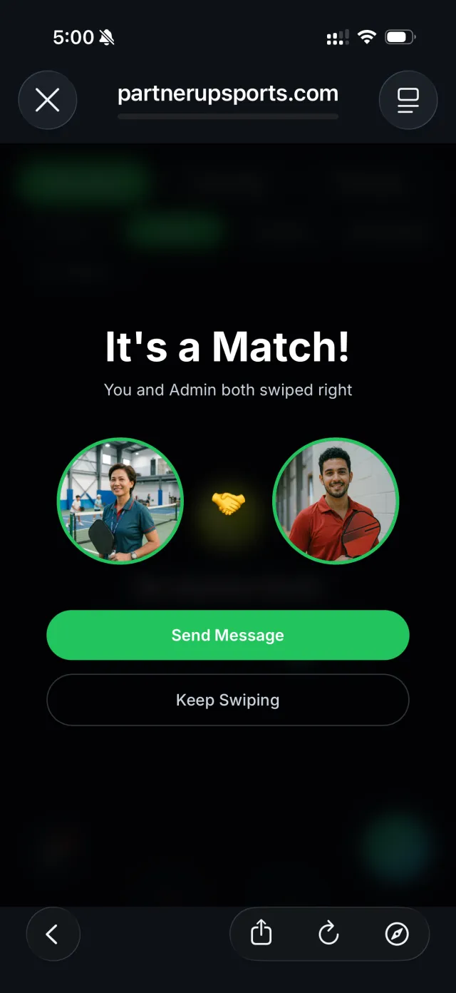 A new match inside the PartnerUp app